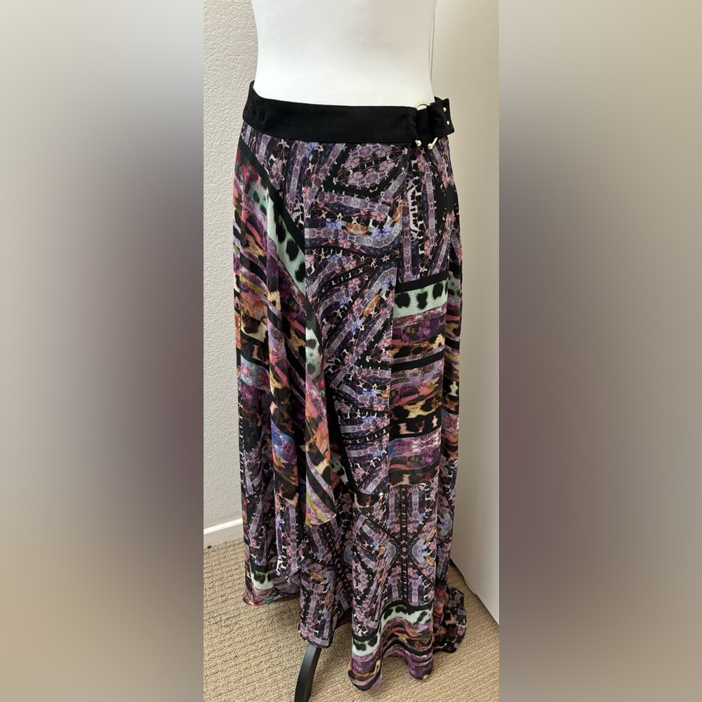 Marciano Guess chiffon maxi skirt mixed‎ print sz large L boho whimsigoth - Picture 8 of 16
